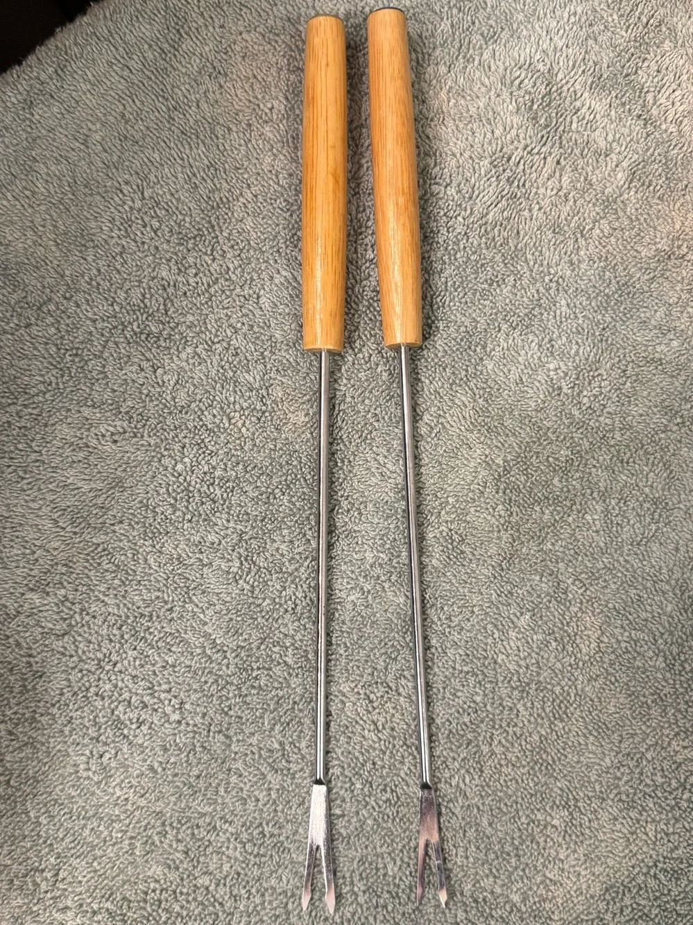 Wood Handle Fondue Fork Set in Natural Wood